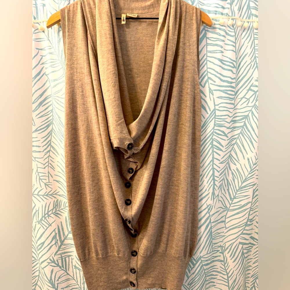Unique Button Down Cowl Neck Vest